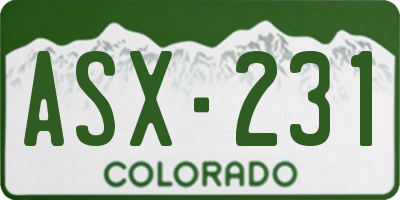 CO license plate ASX231