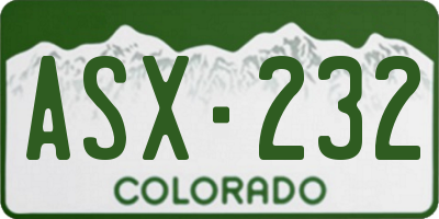 CO license plate ASX232