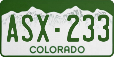 CO license plate ASX233