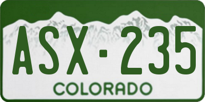 CO license plate ASX235