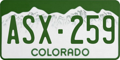 CO license plate ASX259