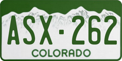 CO license plate ASX262