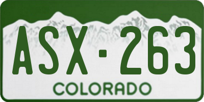 CO license plate ASX263