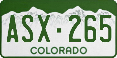 CO license plate ASX265