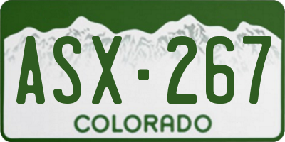 CO license plate ASX267