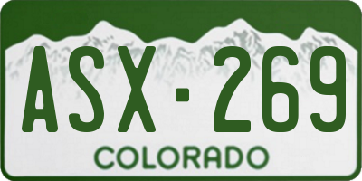 CO license plate ASX269