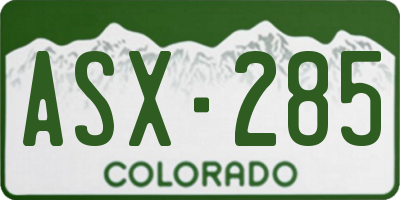 CO license plate ASX285