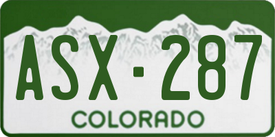 CO license plate ASX287