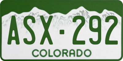 CO license plate ASX292