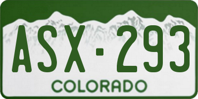 CO license plate ASX293