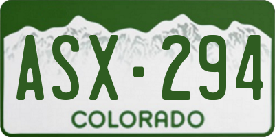 CO license plate ASX294