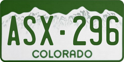 CO license plate ASX296