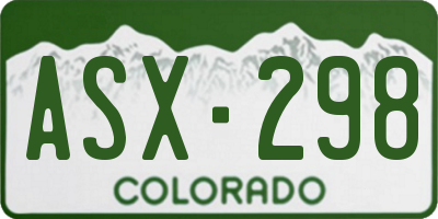 CO license plate ASX298