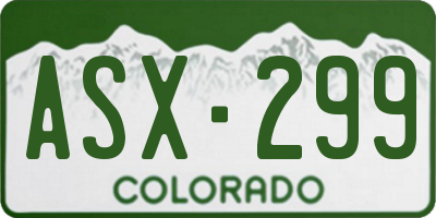 CO license plate ASX299