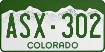 CO license plate ASX302