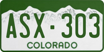 CO license plate ASX303