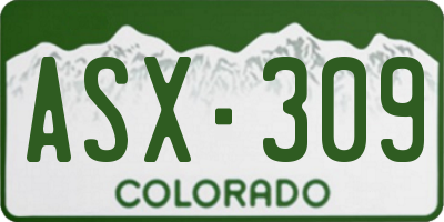 CO license plate ASX309