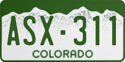 CO license plate ASX311