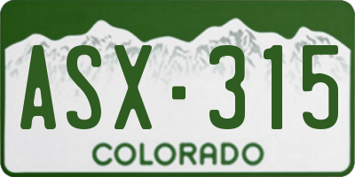 CO license plate ASX315