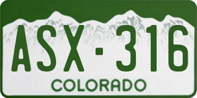 CO license plate ASX316