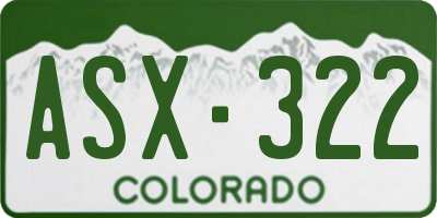 CO license plate ASX322