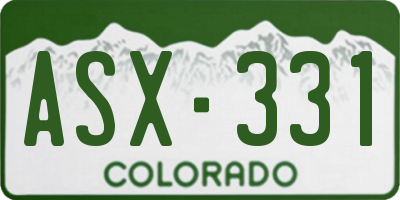 CO license plate ASX331