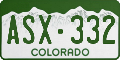 CO license plate ASX332