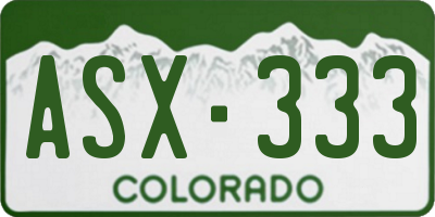 CO license plate ASX333