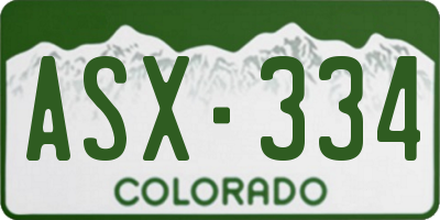 CO license plate ASX334