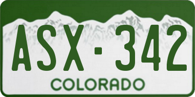 CO license plate ASX342