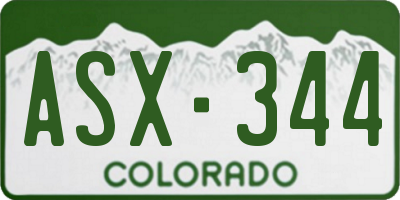 CO license plate ASX344