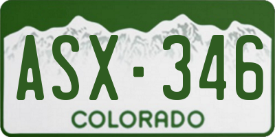 CO license plate ASX346