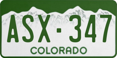 CO license plate ASX347