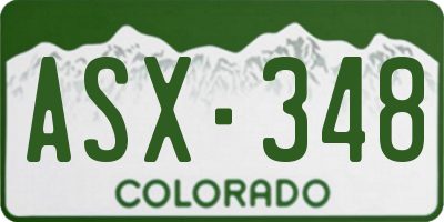 CO license plate ASX348