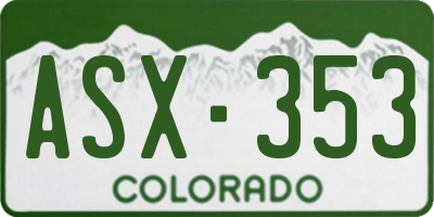 CO license plate ASX353