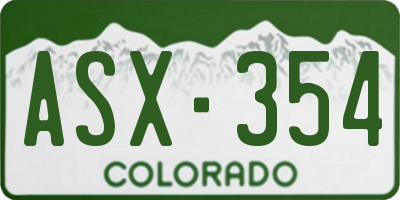 CO license plate ASX354