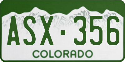 CO license plate ASX356