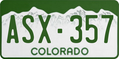 CO license plate ASX357