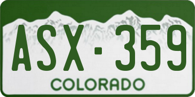 CO license plate ASX359