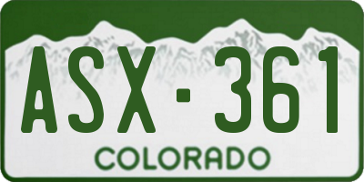 CO license plate ASX361