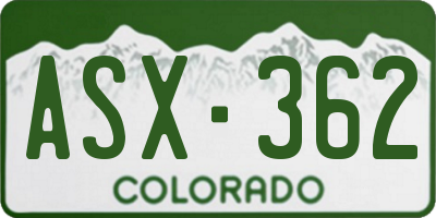 CO license plate ASX362