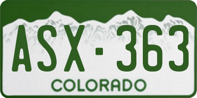 CO license plate ASX363