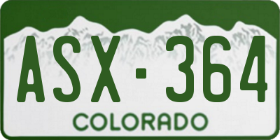 CO license plate ASX364