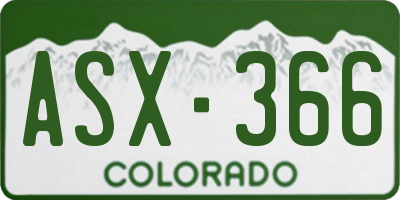 CO license plate ASX366