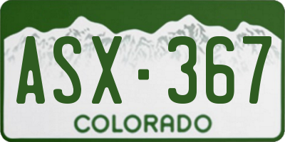 CO license plate ASX367