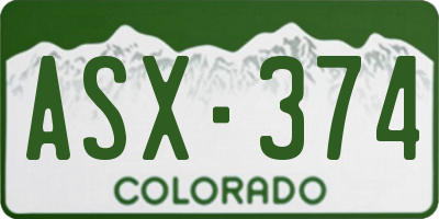 CO license plate ASX374