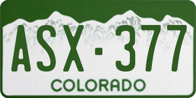 CO license plate ASX377