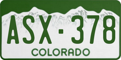 CO license plate ASX378