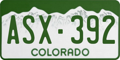 CO license plate ASX392