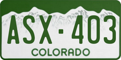 CO license plate ASX403